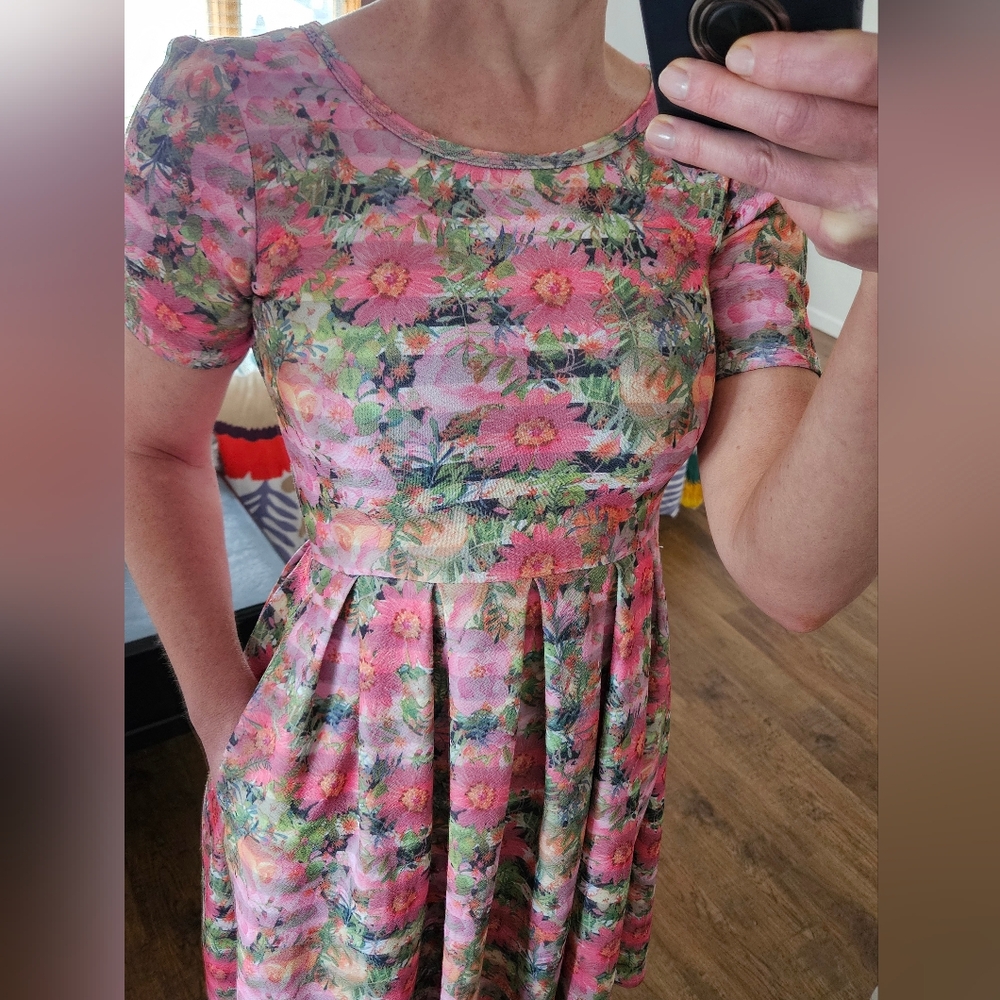 Pink Floral Midi Dress